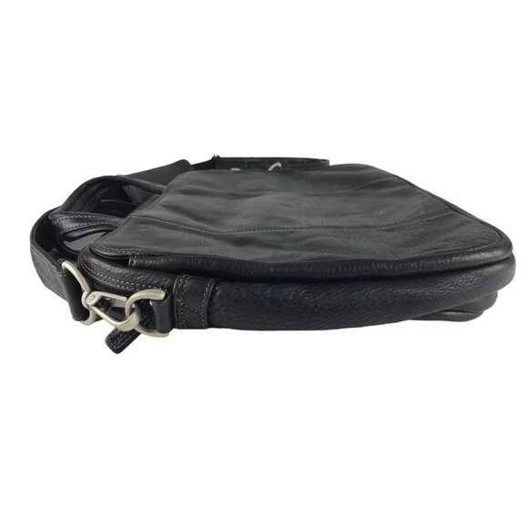 El Portal Unisex Black‎ Leather Inner Pockets Top Handle Briefcase Document Case - Picture 5 of 10